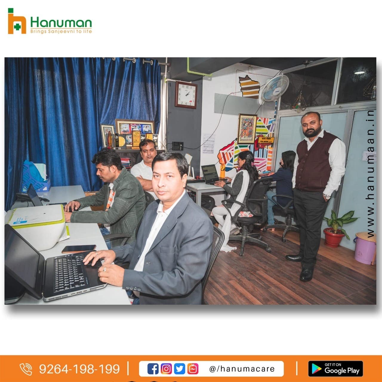 Hanuman care Co-founder Santosh Singh with the tech team of Hanuman care 