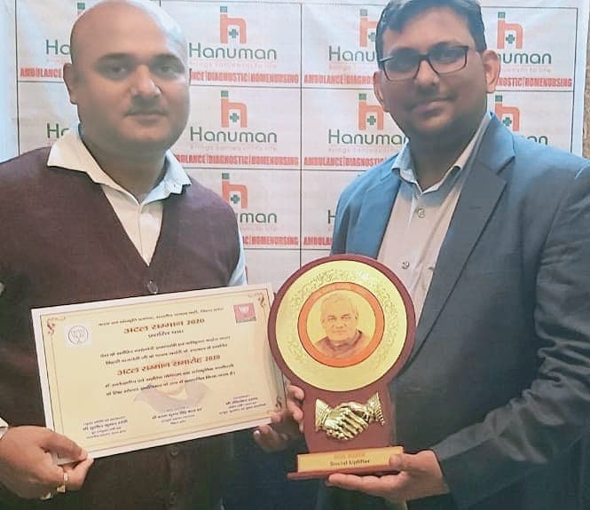 Hanuman Care Recieved Atal samman samaroh 2020, founder and co-founder of Hanuman Care